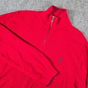 Ralph‎ Lauren Polo Men's Red Pima Cotton 1/4 Zip Sweater Size XL